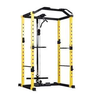 Gym Fitness Equipment Wall Mounted With Pulley Barbell Folding Half Power Squat Rack Fold