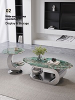 Table basse ovale en métal style minimaliste moderne avec super cristaux, pour salon, maison, petit appartement, combinaison artistique