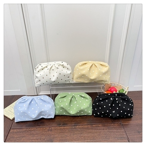 <b>Sweet</b> Polka Dot PU Frame Clutch <b>Bag</b> Ladies Pleated Ruched Handbag Multi Color Casual Party Purse - Product Image 2