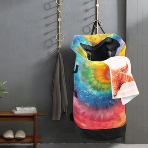 Sacs à dos de rangement pliables grande capacité, résistants à l'eau, avec imprimé tie-dye personnalisé, design tendance style hawaïen, pour la maison - Product Image 5