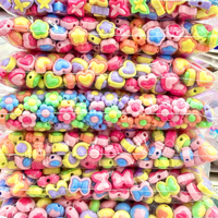 Perles d'espacement en acrylique bicolores colorées en forme de papillon de 16 mm, 500g/SAC, pour tresses et extensions capillaires pour filles - Vente en gros