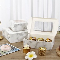 Boîte à gâteaux Bento transparente, couleurs imprimées personnalisées, ruban pour boîtes alimentaires, emballage de macarons, petite boîte de support de Cupcake