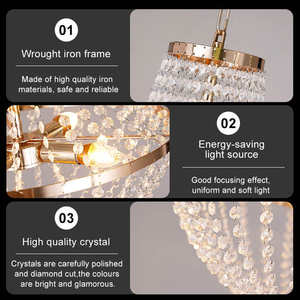 Lampe suspendue personnalisée pour hall de mariage décorations d'hôtel lustre en perles de cristal pour hall d'entrée - Product Image 6
