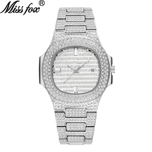 Montre de luxe pour homme, entièrement sertie de diamants, style Hip Hop, avec cadran ciel étoilé et poussière d'étoiles, dorée et incrustée de pierres - Product Image 2