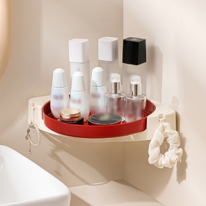 Bathroom Rotating <b>Shelf</b> <b>Rack</b> with Adhesive Hooks Wall-mounted Storage <b>Shelf</b> Basket in Washroom Kitchen - Product Image 2