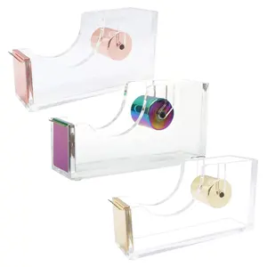 Acryl Tape Dispenser Transparant Tape Dispenser Doorzichtige Acryl Dispenser Voor Kantoor School Houdt Standaard Grote Tape Rollen