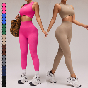 Da <span class=keywords><strong>donna</strong></span> <span class=keywords><strong>sostenibile</strong></span> 2 pezzi Set Yoga pesca stretto Hip <span class=keywords><strong>abbigliamento</strong></span> sportivo per Fitness da corsa traspirante tinta unita senza soluzione di continuità - Product Image 4