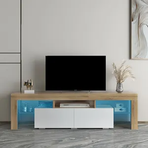 Meuble TV moderne de luxe à lumière LED haute brillance unité TV console multimédia table de divertissement support pour le salon