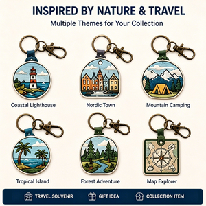 Llavero de Viaje con Diseño de Montaña Estilo Vintage, Bordado Personalizado, Recuerdo, Servicio OEM ODM, Llavero Personalizado para Regalos - Product Image 2