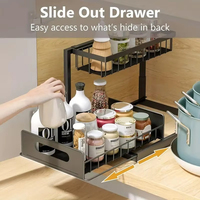 Offre Spéciale : Organisateur sous évier à 2 niveaux avec tiroir coulissant – Étagère de rangement polyvalente pour cuisine et salle de bain