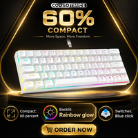 Clavier de jeu mécanique filaire 60% 61 touches rétroéclairé par LED, clavier compact USB Type C pour PC portable