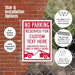 Juego de Señales de Remolque Personalizables, Señales Reflectantes de Prohibido Estacionar/Remolcar para Propiedades Privadas y Estacionamientos - Product Image 2
