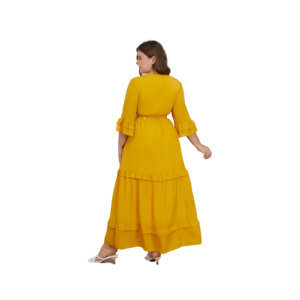 <span class=keywords><strong>Giallo</strong></span> <span class=keywords><strong>Chiffon</strong></span> generoso abbigliamento donna nobile primavera estate autunno mezzobusto elegante donna taglie forti abito donna donna - Product Image 2