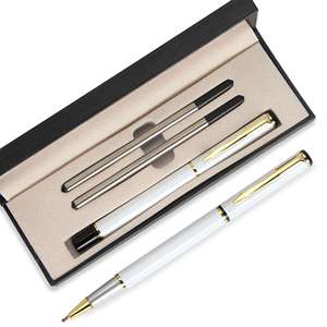 批发豪华促销金属圆珠笔中性笔套装定制徽标雕刻个性化广告礼品带礼盒 - Product Image 4