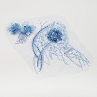 Applique en dentelle brodée 3D avec perles et sequins, en tissu toile durable, pour robes de mariée, défilés de mode et patchs décoratifs