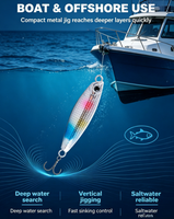 Ensemble de 5 leurres artificiels lumineux en métal pour la pêche au long-casting, type dents de dragon, pour achigan et brochet