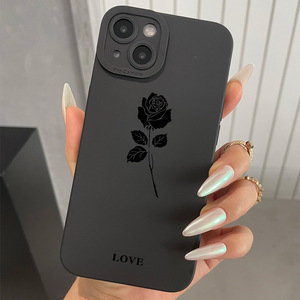 Black Love Rose Printing Pupil Eye Pro Camera Hole TPU Funda para teléfono móvil para Iphone 17 8 X Xr Xs 11 12 13 14 15 16 Pro Max - Product Image 3