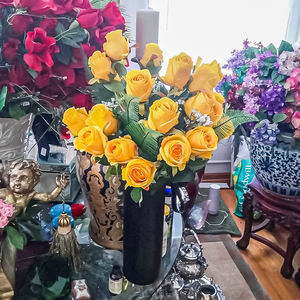 JX-01 maison jardin décor longue tige bricolage soie <span class=keywords><strong>faux</strong></span> unique Bouquet Floral multicolore en plastique artificielle Rose fleur - Product Image 5