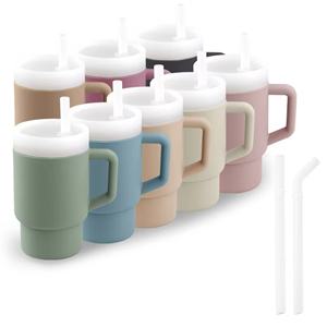 Gobelet en silicone de 280 ml avec paille, résistant à la chaleur et réutilisable, pour bébé, personnalisable avec logo – Vente en gros - Product Image 1