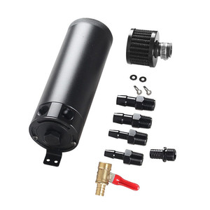 Aluminium Universal bingung 2-port tangki kaleng penangkap minyak panjang baru dengan Filter mesin pemisah minyak Mini - Product Image 2