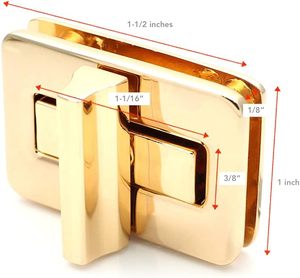 CRAFTMEMORE Pc Rectangle Twist Turn Locks <b>Purse</b> Bag Closure Clasp Leathercraft Accessory VT Gold - Product Image 2
