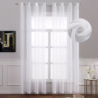 Cortina Transparente de Lujo en Color Blanco Inteligente con Gasa Plateada Brillante de Poliéster para Decoración de Ventanas de Sala de Estar