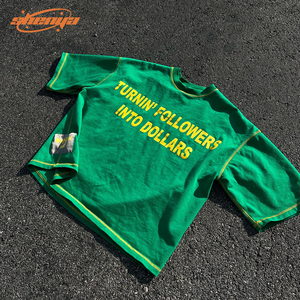 OEM personalizado serigrafía Logotipo de gran tamaño 100% algodón 180 230 300 Gsm contraste costura camisetas Boxy recortada camiseta para hombres - Product Image 3