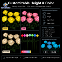Lampes LED commerciales en forme de rose artificielle sur piquet, éclairage extérieur IP65 pour jardin et paysage, lumière florale couleur personnalisée pour décoration de mariage et parc à thème