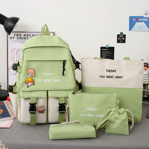 <span class=keywords><strong>Campus</strong></span> cinq pièces garçons et filles sac à dos <span class=keywords><strong>cartable</strong></span> de couleur assortie pour les collégiens ensemble de sacs à dos à la mode - Product Image 6