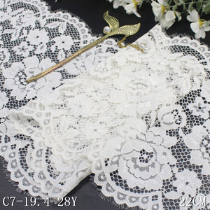 Vendita calda di alta qualità in Nylon Spandex nero bianco ciglia pizzo larghezza 22cm per le donne reggiseno intimo vestito - Product Image 6