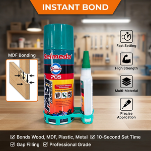 Colla per MDF ad Alte Prestazioni 100ml, Gel Ultra Super Istantaneo con Spray Attivatore, Adesivo per <span class=keywords><strong>Falegnameria</strong></span> e Imballaggio - Product Image 1