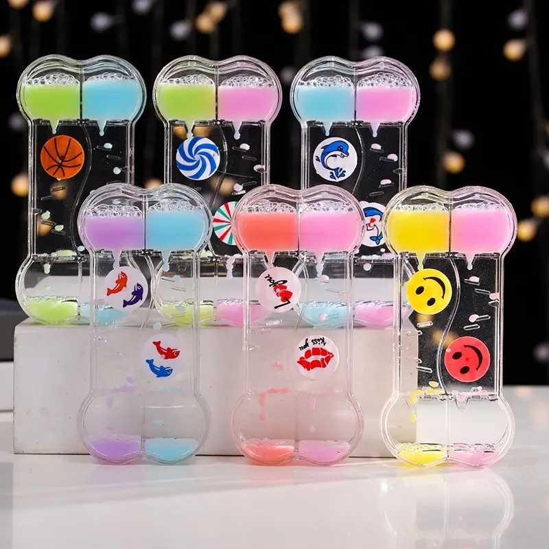 Creative milk color two-color runner oil drops liquid hourglass timer ornaments cartoon quicksand decorations children's gifts