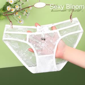 <span class=keywords><strong>Ropa</strong></span> <span class=keywords><strong>interior</strong></span> Sexy de estilo diario de encaje puro para mujer, calzoncillos Hipster de cintura baja, diseño de campana pequeña, talla grande de nailon para chicas regordetas - Product Image 4