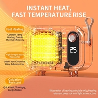Chauffage compact PTC 800W silencieux à chauffage rapide, portable pour bureau, maison et salle de bain avec protection contre la surchauffe