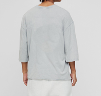 T-shirts pour hommes à manches 3/4, coupe ample, effet délavé, 95% coton, 5% élasthanne, 260g, vêtements