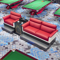 Nouvel ensemble de canapés et de fauteuils de billard haut de gamme en cuir PU, table basse combinée, design moderne en bois massif, usage commercial