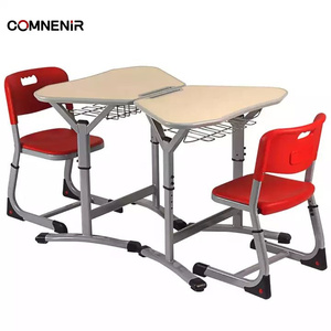 Ensemble bureau et chaise de classe simple moderne bureau d'école en métal avec placage pour étudiants pour les meubles de salle d'étude - Product Image 6