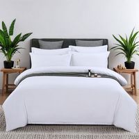 Ensemble de draps de lit en coton d'hôtel 100% coton Draps ajustés en gros Blanc 4 pièces Drap plat Housse de couette et taies d'oreiller