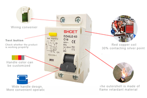 Cầu dao chống giật RCBO 6A 10A 16A 20A 25A 32A 40A 50A 63A 1P+N, bảo vệ quá dòng, RCCB 10mA 30mA 100mA - Product Image 2