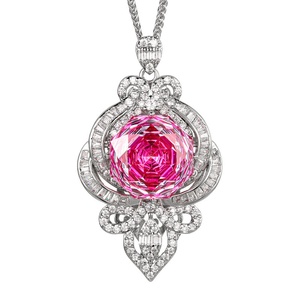 Delicate Jewelry Elegant Eco-friendly <b>Copper</b> Pink Dragon Fruit Cubic Zirconia Beautiful Pendant Necklace for Girls Gift Giving - Product Image 1