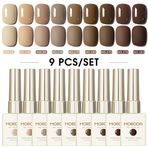 2025 nuevo juego de esmalte de uñas de Gel UV fototerapia LED 9 colores que incluyen Té de leche de caramelo marrón arte francés de larga duración - Product Image 6