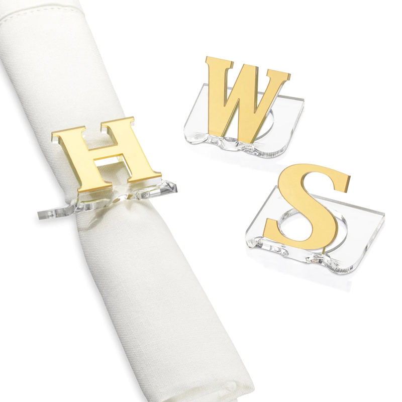 Wholesale Judaica Products Shabbos Lucite Letter Shape Napkin Ring Acrylic  Napkin Rings Set for Table Decor