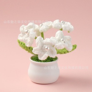 Vasos de simulação falsos feitos à mão para decoração, flores artificiais de tecido, fio de lã eterno, flores de malha, esqueça-me - Product Image 4