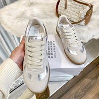 Chaussures à lacets haut de gamme Margiela MM6 pour homme et femme, blanches, en cuir véritable, baskets décontractées rétro, modèle de niche