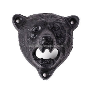 Ретро изготовленный на заказ логотип в виде головы животного зубы настенный открывалка для бутылок Персонализированные гризли с рисунком головы медведя открывалки - Product Image 2