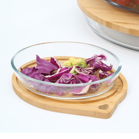 Ustensiles de cuisson en verre résistant au four, plats à four en verre borosilicate de haute qualité, plat rectangulaire, ustensiles de cuisson, couvercle en bambou, ovale
