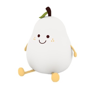 Pear Silicone <b>Night</b> <b>Light</b> LED Desk Lamp Soft Warm White Touch Control <b>Battery</b> Powered for Bedroom Decor - Product Image 1