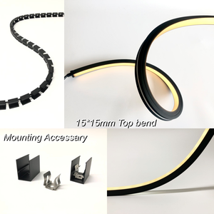Bande LED néon noire classique pour hôtel, éclairage DC24V, IP67, résistante aux intempéries, en silicone, 15*15mm, bande LED flexible personnalisée - Product Image 3