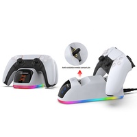 Chargeur double TP5-0515S avec lumière RVB pour station de charge de manette de jeu PS5, station de charge de joystick TP5-0515B