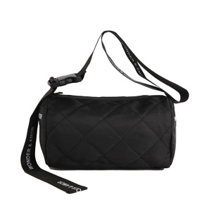 Sac bandoulière pour femme, style décontracté quotidien, noir, avec coutures en losanges et fermeture éclair cylindrique - Product Image 4